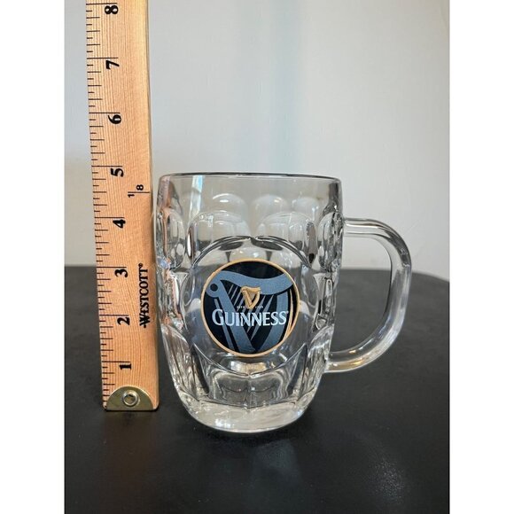 Guinness Clear Dimple Glass Stein Beer Mug Tankard Handle Luminarc Brand - Picture 7 of 8